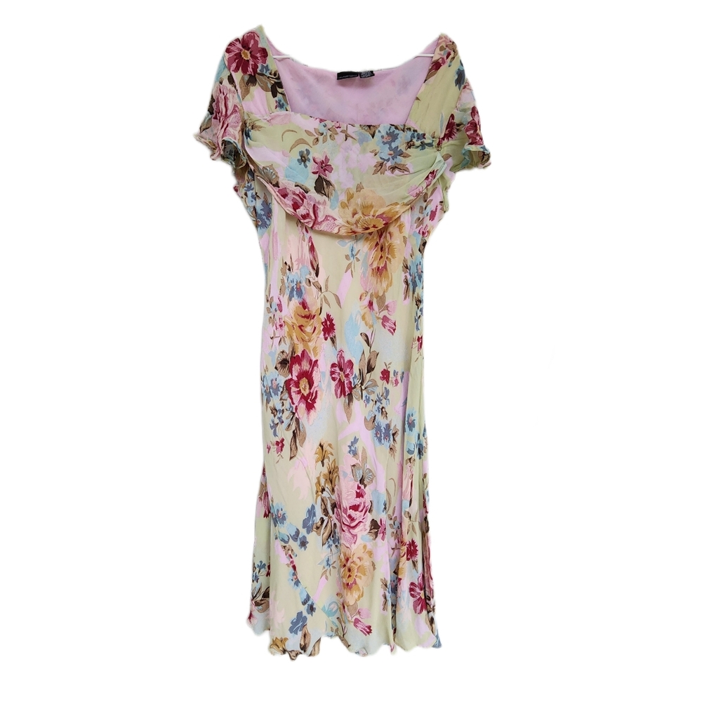 Vintage Size 14 Newport News Multicolor Floral Whimsical Y2K Fairycore Dress